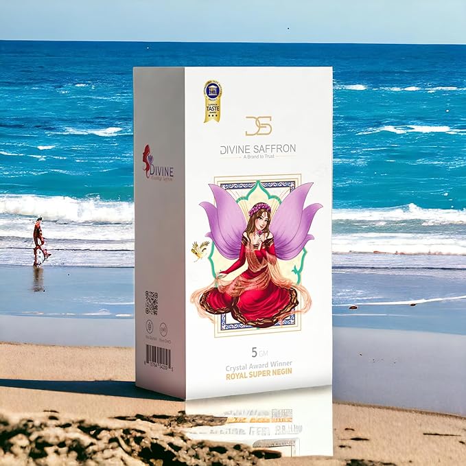 Divine Saffron gift box Award Winner Finest Pure Premium All Red Saffron Threads, Grade A+ Royal Super Negin Non-GMO Verified. For Tea, Paella, Rice, Desserts, Golden Milk and Risotto (5 Grams)