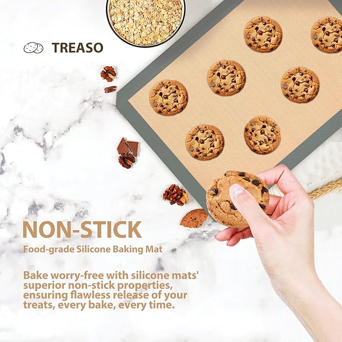 Silicone Baking Mat, Reusable Silicone Oven Baking Sheet, Heat Resistant Nonstick Food Safe Baking Mat for Cookie, Bread, Pastry (Pack of 3)
