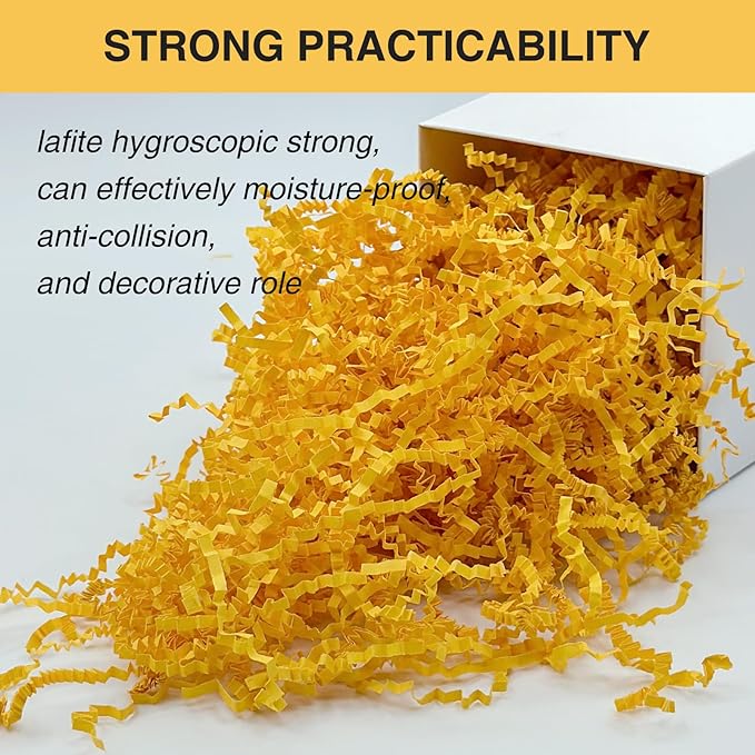 Corlcol 2LB Crinkle Paper Shred Filler for Gift Box Bag and Basket On Holidays(Orange-Yellow)