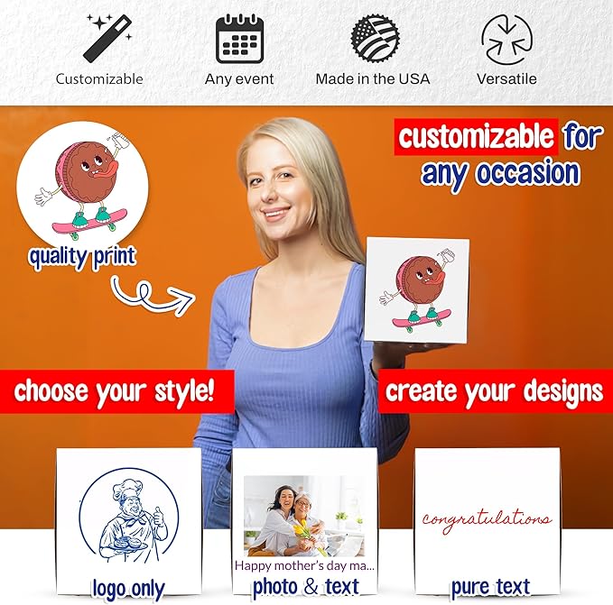 MT Products Custom Printed Bakery Boxes - 9" x 9" x 5" White Customizable Cake, Cookie and Pie Boxes with Logo - Made in the USA