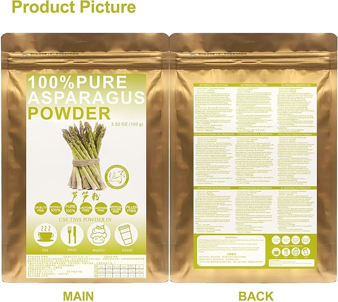 100% Natural Pure Asparagus Powder 100g/3.52oz 芦笋粉 for Smoothies, Shakes, Baking & Drinks,| Free from Preservatives, Asparagus Powder Soup