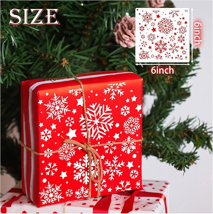 16 Pcs Christmas Stencils Reusable Winter Holiday Template Christmas Stencil for Painting on Wood DIY Crafts Canvas Window Fabric Doormat (16 Christmas 6in)