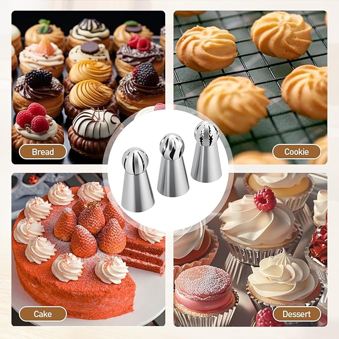 Cake Decor Piping Tips, 22 Sets of Stainless Steel Floral Piping Set, Large Sized Variety Styles Cake Decorating Gadgets, Suitable for Baking Enthusiasts (2)