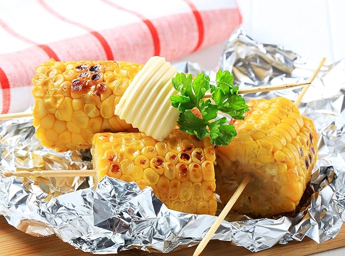 Aluminum Foil Sheets Set of 2 - Thick Aluminum Foil 12 Inch, 200 Sq Ft Roll for Baking & Grilling - Durable Foil Wraps for Food Storage, and Cooking - Ideal for High & Low Temperatures