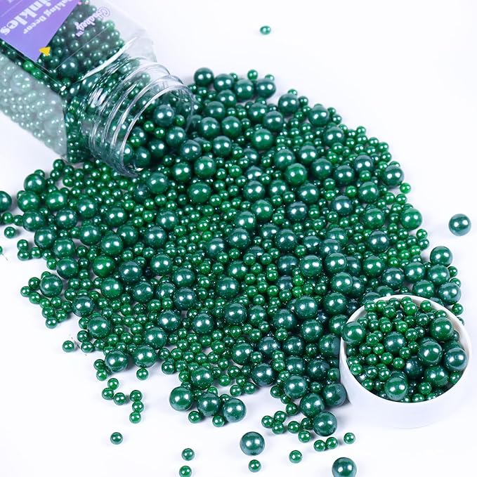 Christmas Green Sprinkles for Cake Decorations 3.52 ounce Edible Pearl Sugar Sprinkles for Cupcake Toppers Wedding Party Valentines Halloween Christmas Supplies