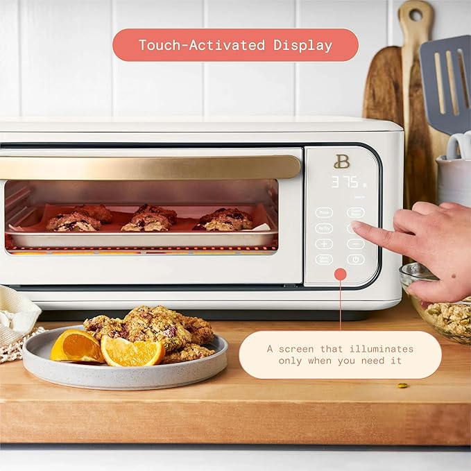 Beautiful Infrared Air Fryer Toaster Oven Kit – Special Edition Multi‑Function Countertop Oven with 10 Presets, Fast Heating & Accessories by Drew Barrymore (White)