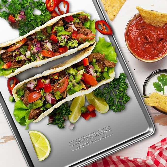 Baking Sheet Set of 3, Stainless Steel Cookie Sheet Baking Sheet Pan, 16/12/9 Inch, Non Toxic & Heavy Duty & Easy Clean， Rust Free&Mirror Finish, Dishwasher Safe