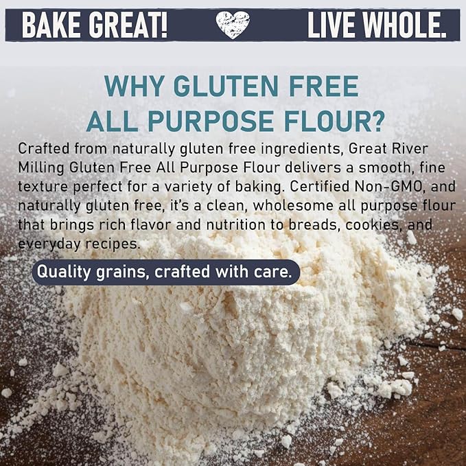 Great River Milling Gluten Free All Purpose Flour | Made from All Purpose Gluten Free Baking Alternative Ingredients | Non-GMO, Glyphosate Free, Kosher, Vegan Certified | 5 Lb