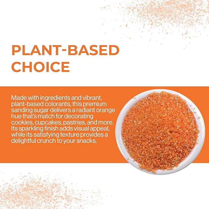 Ultimate Baker - Sanding Sugar, Orange - Vibrant, Naturally Colored Baking & Decorating Sugar, Perfect for Sprinkling on Cakes, Desserts & Confections, Medium Crystal - 8oz