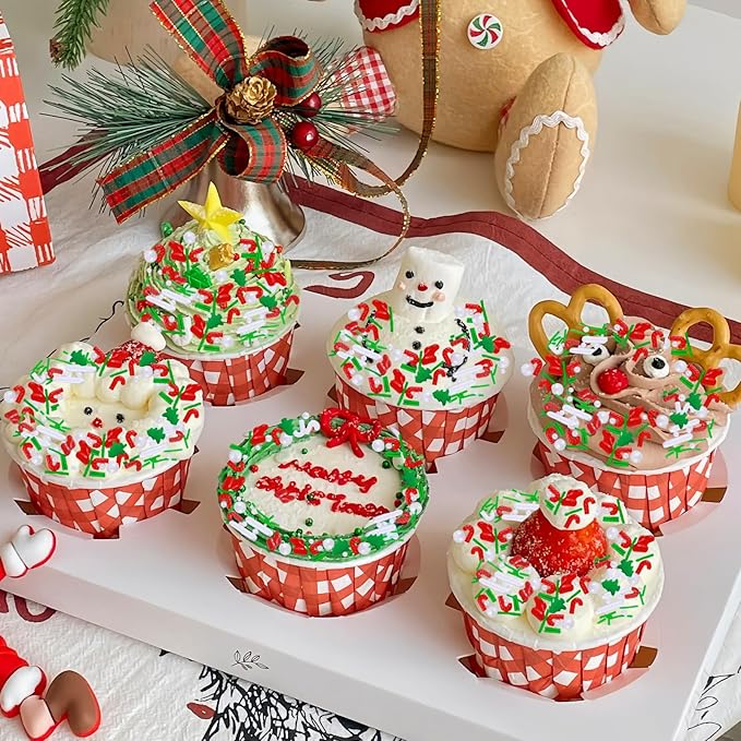 Morofme 3.5 oz Christmas Tree Sprinkles Red and Green Christmas Sprinkles White Pearl Mix Jimmies Christma Cane Sock Sprinkle Cake Topper Edible Holiday Sprinkle for Dessert Cupcake Toppers Cookie