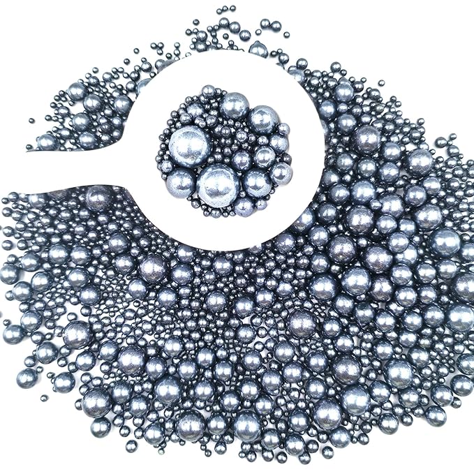 Edible Pearl Sugar Sprinkles Black Candy Mixing Size Baking Edible Cake Decorations Cupcake Toppers Cookie Decorating Celebrations Wedding Valentines Easter Halloween Christmas Supplies 120g/ 4.23oz