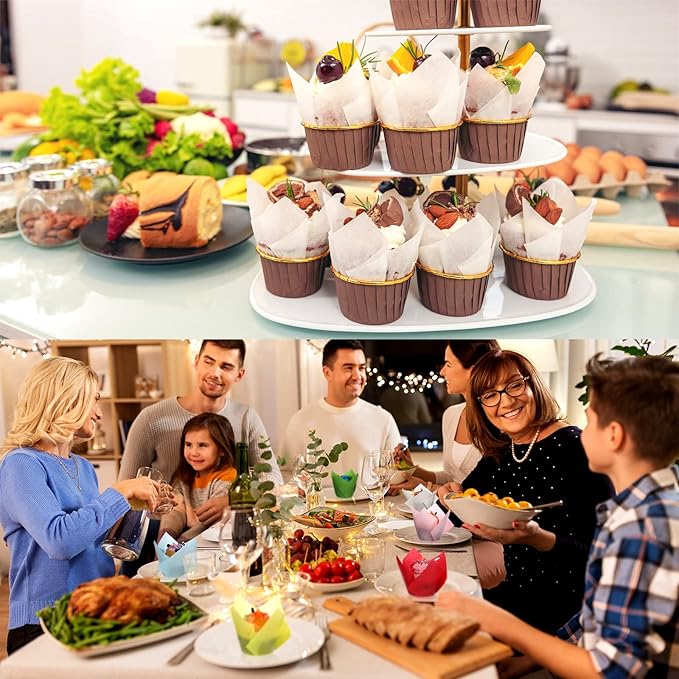 600 Pcs Tulip Cupcake Liners for Baking Muffin Liners Printed Baking Cups Holders Greaseproof Wrappers Decoration for Cupcake Bouquet Birthday Party Wedding Bride Shower (Colorful)