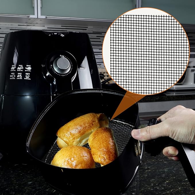 6 Pack Reusable Liners for Toaster Oven Non Stick Fryer Mat Air Fryer Oven Liners Easy Clean Toaster Mat Compatible with Cuisinart, Ninja, Kalorik Microwave(9 x 11 Inch)