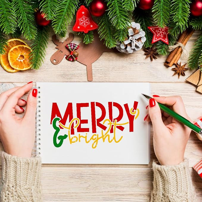 Christmas Stencils for Card Making 4” Reusable Christmas Stencil Xmas Holiday Stencils for Painting on Wood Crafts