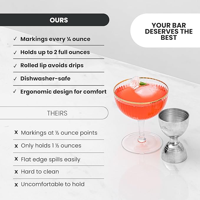 A Bar Above Premium Bell Jigger, with 10 Measurements Inside, Professional and Heavy-Duty, 304 Stainless Steel Cocktail Double Jigger, for Bartending, 1-Pack, Black