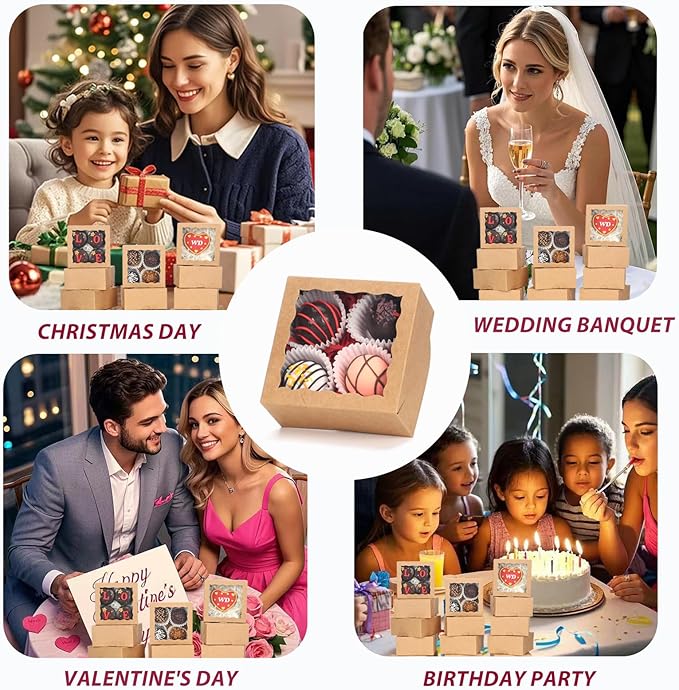 40 Pack Small Bakery Boxes 4x4x2 Inches Cookies Boxes Mini Bundt Cake Boxes Pie Boxes Cinnamon Roll Treat Packing Chocolate Truffle Box Party Wedding Favor