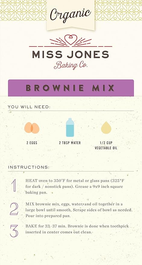 Miss Jones Baking Organic Fudge Brownie Mix, Non-GMO, Vegan-Friendly: Rich Cocoa (Pack of 1)