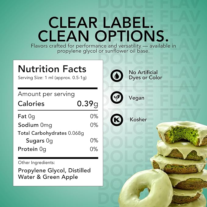 Dolce Flav Natural Green Food Coloring – 2 oz Vibrant Plant-Based Color from Green Apple | Water-Soluble Liquid Dye for Baking, Drinks & Frostings | Graduated Dropper Included | No Artificial Dyes | Kosher | Made in USA