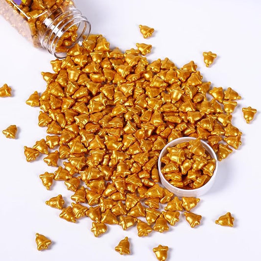 Christmas Bells Sprinkles for Cake Decorating, Gold Bells Sprinkles Perfect for Cupcake Toppers Wedding Party Valentines Halloween Christmas Supplies 3.52 Ounce