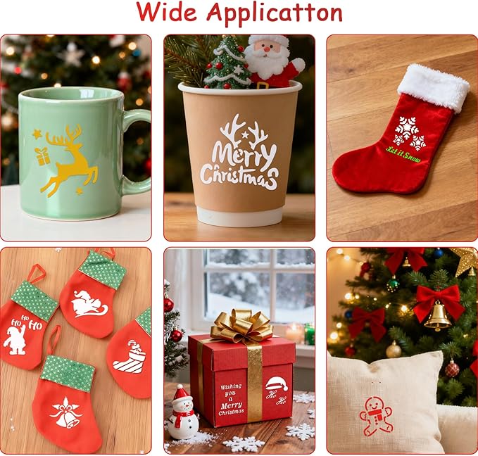 20 Pcs Small Christmas Stencils for Crafts Reusable 3x3 inch Christmas Stencils for Painting on Wood Fabric Paper Windows Cards Xmas Crafts Ornaments Wall Door Decoration (Christmas 0120)