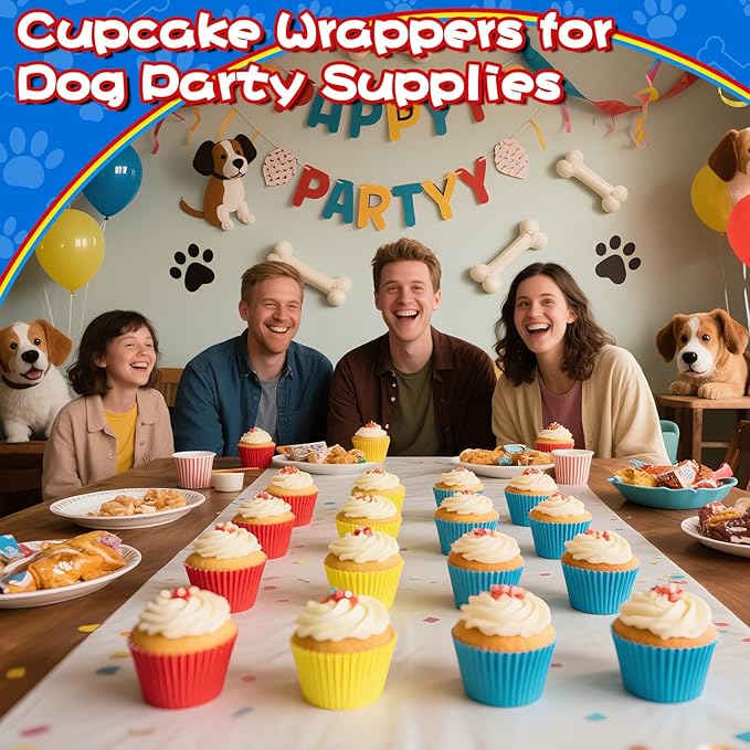 300PCS Red Yellow and Blue Cupcake Liners Mini Muffin Baking Cups Wrappers for Vintage Carnival Birthday Party Supplies Vibrant Disposable Cupcake Papers for Colorful Primary Colors Party Decorations