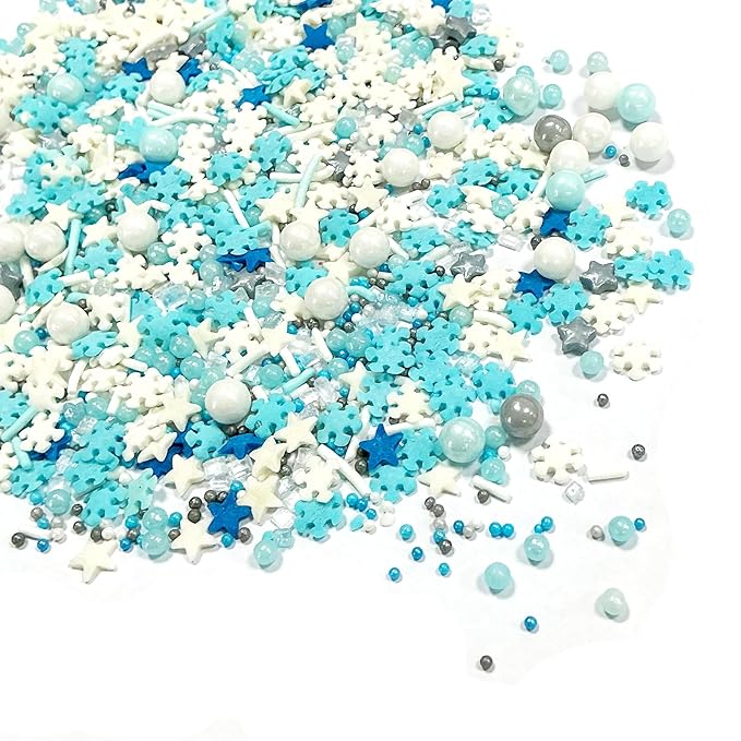 Homipooty Snowflake Sprinkles for Cake Decorating 85g/2.99oz Edible Snowflake Pearl Sugar Sprinkle for Baking, Cookies, Ice Cream, Cupcake Toppers, Halloween Christmas Supplies