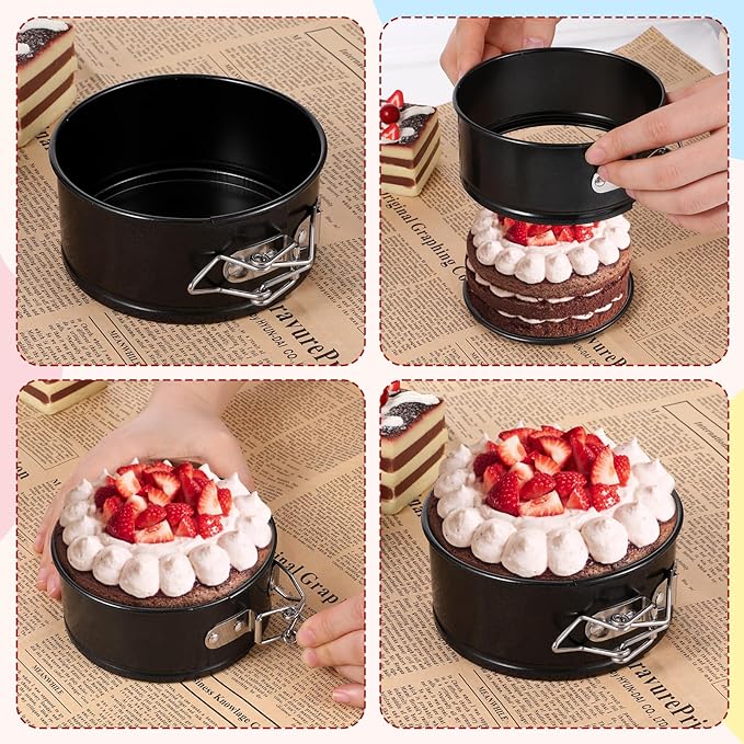 8 Pcs Mini Springform Pans 4 Inch Springform Pan for Cheesecake Small Leakproof Cake Pans Round Mini Cheesecake Pan with Removable Bottom Nonstick Tiny Baking Mini Cheesecake Molds