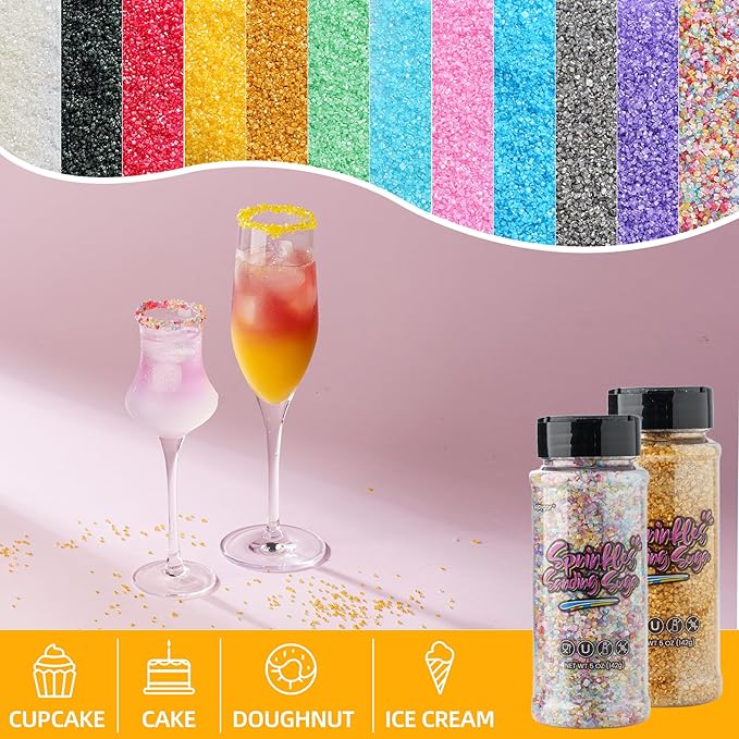 Fall Sprinkles for Baking, 5oz Edible Autumn Sanding Sugar Sprinkles for Cake Decorating Chocolate Ice Cream Toppings Cupcake Toppers Thanksgiving Party Cookies Dessert Food Supplies