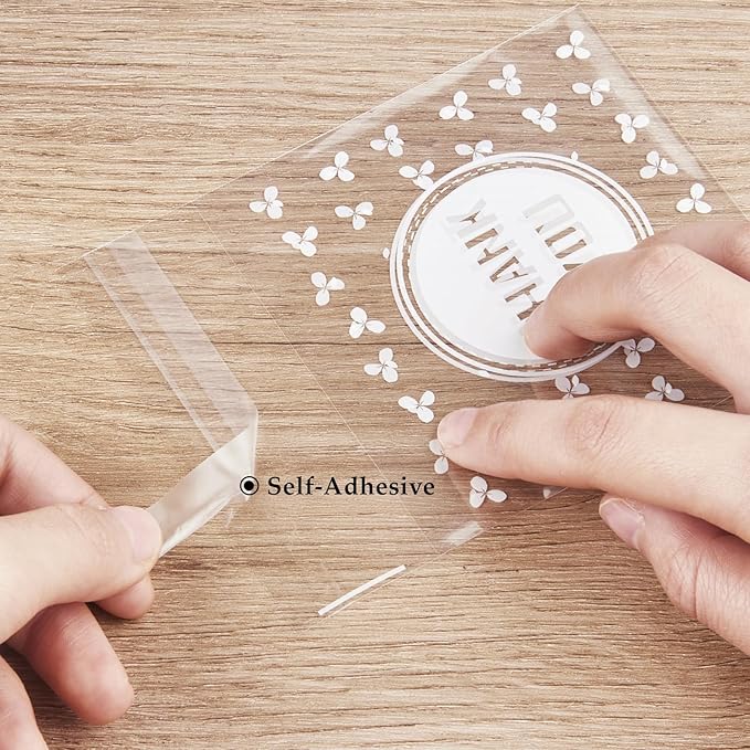 Jutieuo 300pcs Self Adhesive Thank You Cookie Bags, 4x4 Inch Small Clear Cellophane Bags Individual Treat Bags for Packaging, Party Favor, Bake Sale, Gift Giving