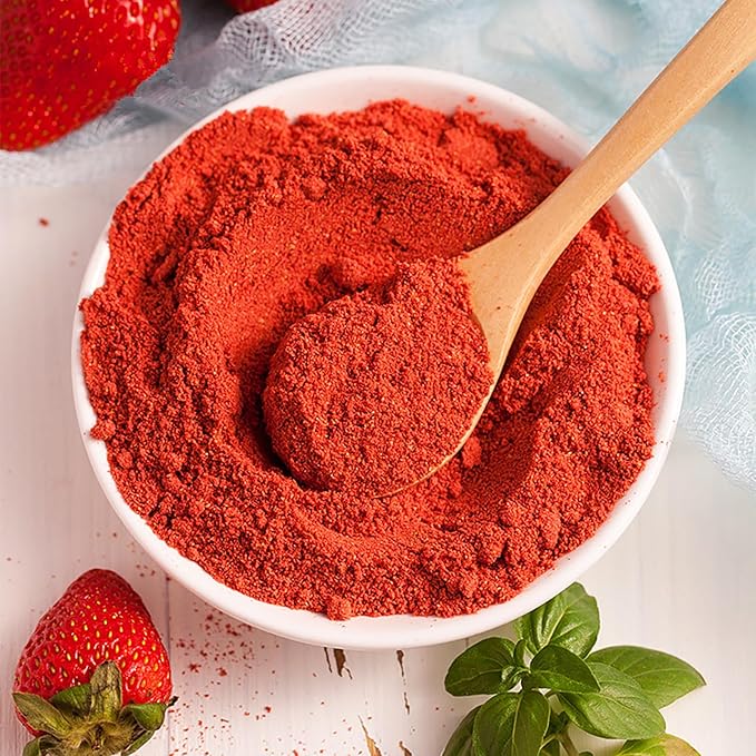 Freeze Dried Strawberries Powder - 1.1 LB | 500g, No Sugar Added | Single Ingredient | Natural Fruit Powder | Family Pack, Strawberry Seasoning for Baking, Smoothies, Drinks