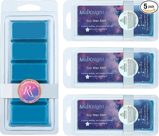 MidKight Lover Berries and Pine Wax Melts 5 Count, Blue Chromotherapy Rectangles, Premium Handcrafted Aromatherapy Fragrance, Long-Lasting Non-Toxic Scented Wax, 4 Pack