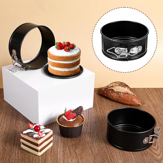 8 Pcs Mini Springform Pans 4 Inch Springform Pan for Cheesecake Small Leakproof Cake Pans Round Mini Cheesecake Pan with Removable Bottom Nonstick Tiny Baking Mini Cheesecake Molds