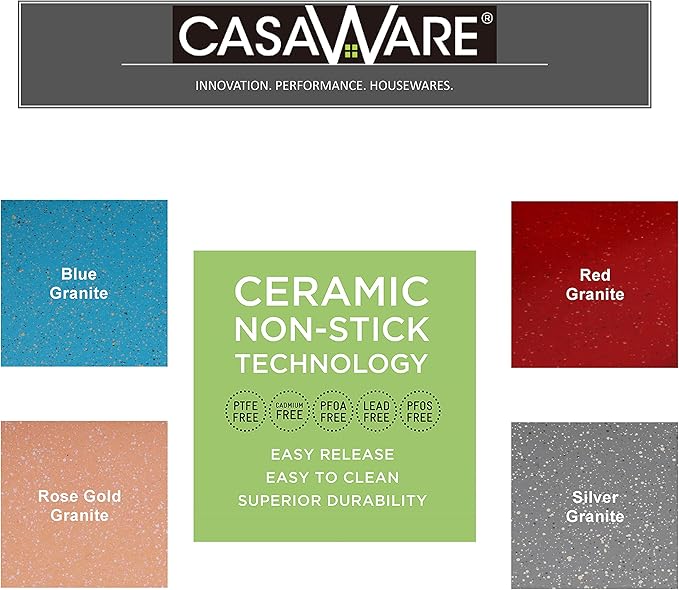 casaWare Fluted Cake Pan 9.5-inch (10-Cup) Ceramic Coated NonStick (Silver Granite)