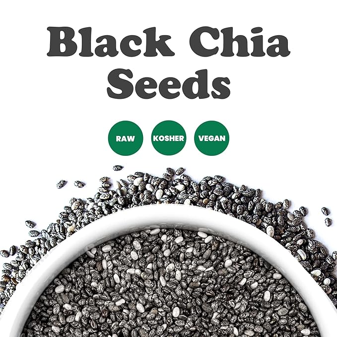 Food to Live - Black Chia Seeds, 2 Pounds - Whole, Sproutable, Vegan, Kosher, Keto, Sirtfood, Bulk. Rich in Essential Fatty Acids, Fiber, Protein. Great for Chia Pudding, Smoothie, Oatmeal