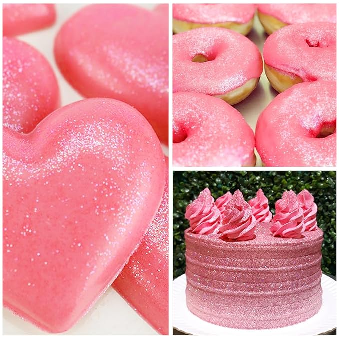 Edible Glitter - 30g Edible Luster Dust Metallic Food Grade Coloring Glitter for Drinks, Baking, Cake Decorating - Edible Dust Powder Shimmer Sprinkle Powder for Icing, Cocktail, Candy (Pink)