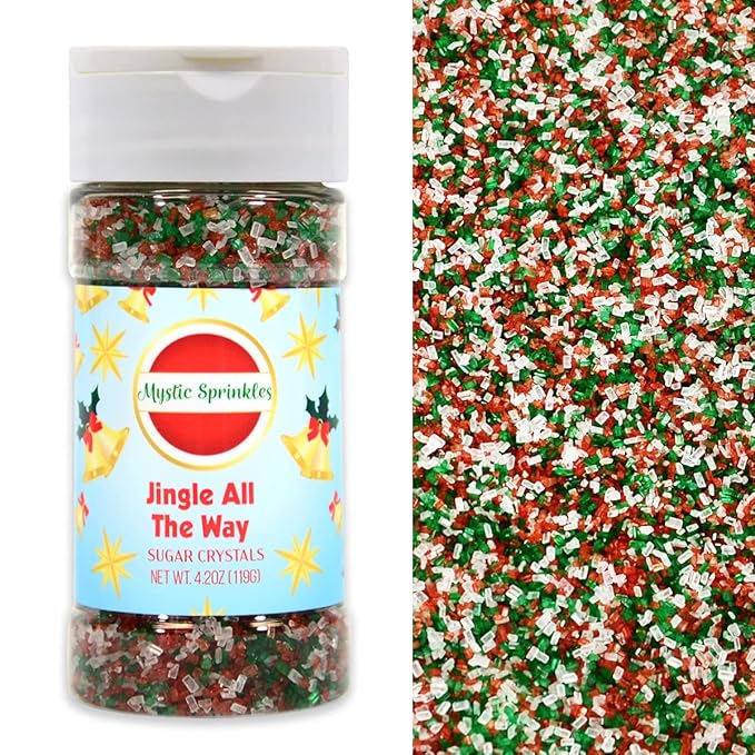 Mystic Sprinkles Christmas Holiday Sprinkle Mixes (Jingle All The Way Sugar Crystals 4.2oz)