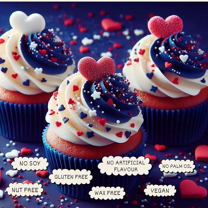 Confect Cake Mate Dessert Sprinkles – Red, White & Silver Edible Sprinkles – Pearl, Star & Heart Shapes –Toppings for Cake Decorating, Cupcakes, Cookies & Ice Cream | Vegan, Gluten-Free, Soy-Free, Dairy-Free, Palm Oil-Free- 4.2 Oz