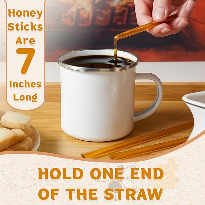 English Tea Store All-Natural Honeystix With Gluten-Free Grade A Honey | Mini Honey Sticks For Tea, Cake Pops Or Snacks | Portable Sweet Treat | Lemon Flavored Honey Sticks - 20 Count