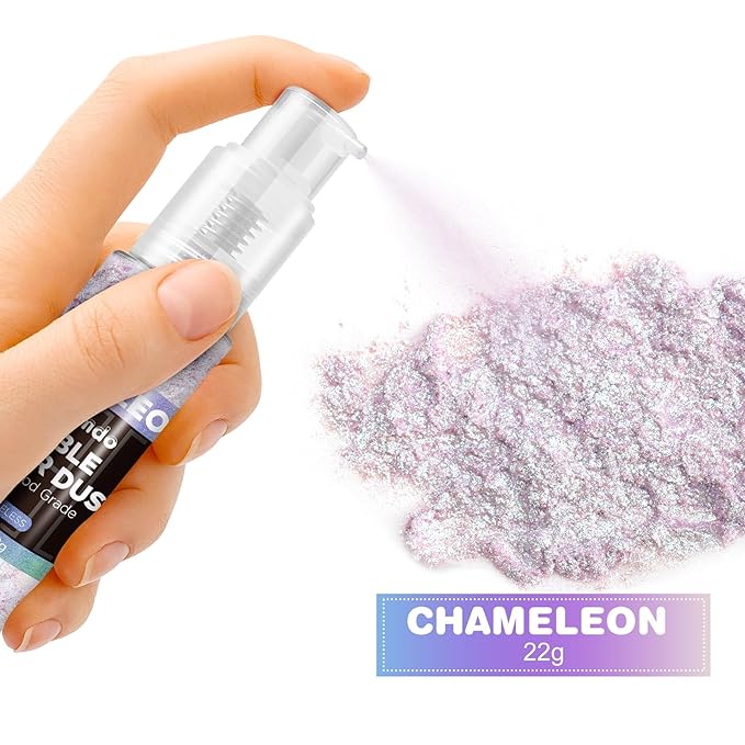 Edible Glitter Spray 22g (Iridescent) - Metallic Food Coloring Powder, Food-Grade Glitter, Metallic Shimmer Edible Color Powder - for Beverages, Cocktail, Cake Decorating, Baking, Icing, Candy