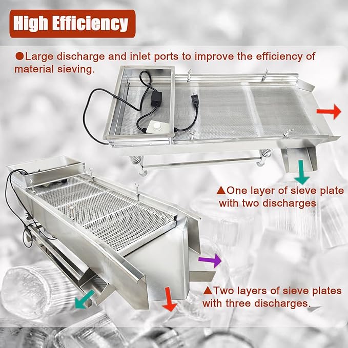 Vibrating Sifter Straight Linear Vibrating Screen Stainless Steel Electric Linear Sifter Machine with 6mm Screen 220V