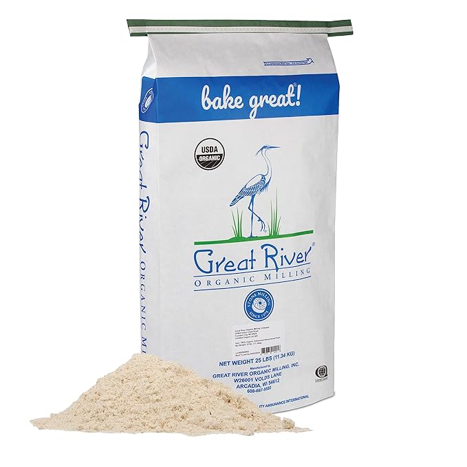 Great River Milling Organic Unbleached Wheat Bread Flour | Artisan Bread Flour for Baking | Multi-Purpose Wheat, Unbromated, Non-GMO, Kosher | 25 Lb (Pack Of 1)