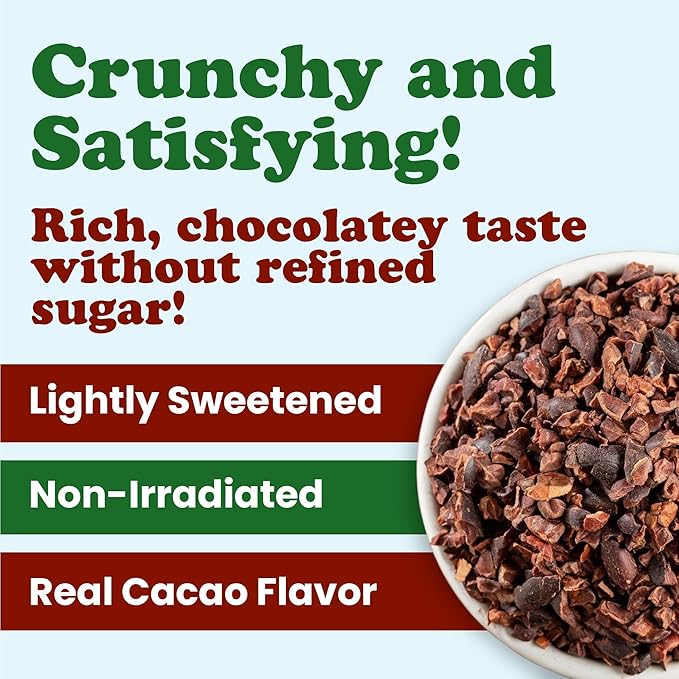 Food to Live Sweet Cacao Nibs with Coconut Sugar, 10 Pounds – Lightly Sweetened with Coconut Sugar, Raw, Non-Irradiated, Great for Snacking, Baking & Smoothies. High in Antioxidants. Vegan, Kosher, Bulk