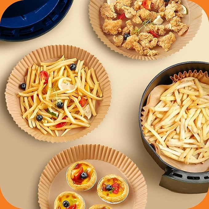 6.5-Inch Round Air Fryer Paper 125pcs Liners for Easy Cleanup - Non-Stick, Heat-Resistant, and Perfect Fit for Hassle-Free Cooking | Bleach-Free Parchment| (6.5 in/16 cm 125pcs)