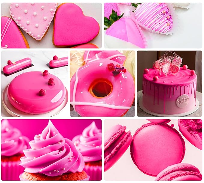 Oil Based Food Coloring Set, Pink Oil Based Food Coloring for Chocolate, Food Grade Food Color Dye for Candy Melts, Baking, Icing, Frosting and Cake Decorating, Flavorless Vibrant - 55g/Bottle