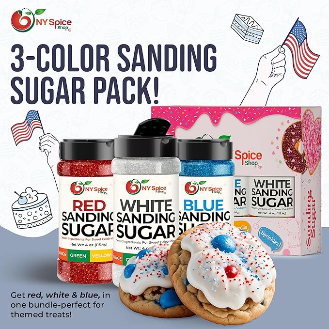 NY Spice Shop White Sanding Sugar - 4 Ounce Sweet Colorful Edible Sprinkles For Candy Dish - Sugar Sprinkles For Cake Decorating Basket & Dishes