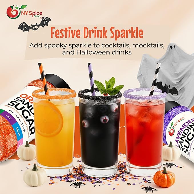 NY Spice Shop Celebration Sanding Sugar - 12 Ounce Colorful Orange, Black & Lavender Sanding Sugar Sprinkles for Birthday, Party & Festive Decorations - Perfect for Cake Decorating, Cupcakes & Dessert