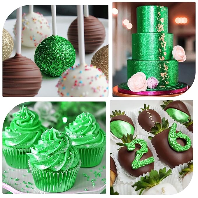 Edible Glitter Spray 22g (Green) - Metallic Food Coloring Powder, Food-Grade Glitter, Metallic Shimmer Edible Color Powder - Flash Powder for Beverages, Cocktail, Cake Decorating, Baking, Icing, Candy