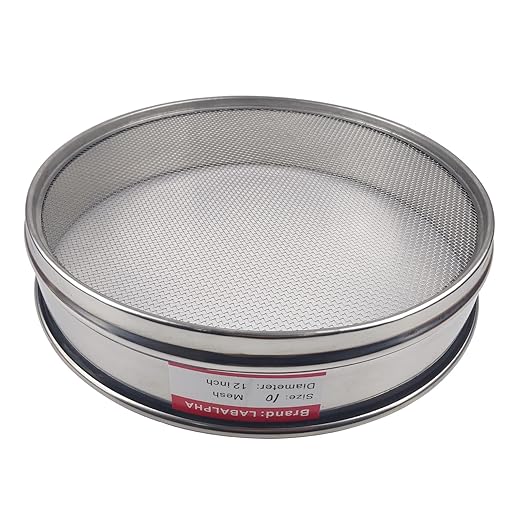 LABALPHA 10 Mesh Lab Sieves, 10 Mesh Test Sieve, 12'' Diameter, 304 Stainless Steel Wire Cloth (2mm)