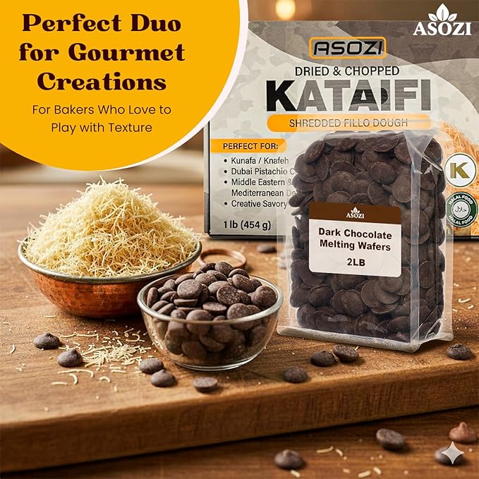 Dried & Chopped Kataifi 1lb - Authentic Middle Eastern Cookie Dough & Puff Pastry for Dubai Chocolate Filling for Kunafa, Baklava, and Desserts - 32oz, Natural Ingredients