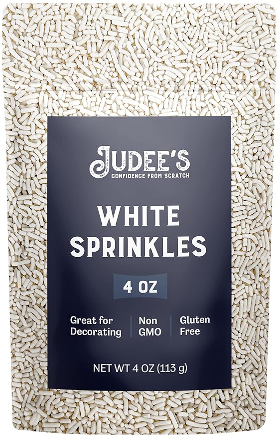 Judee's Gluten Free White Sprinkles - Edible White Cookie Decorations for Cookies & Cupcakes - Cake & Ice Cream Toppings with Peanut & Tree Nut Free Sprinkles - 4 oz, Pack of 1